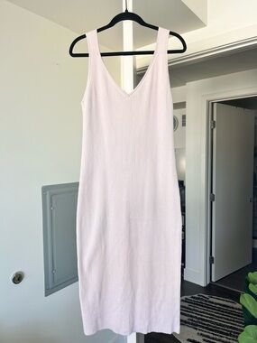 SOLD Reformation Karli Ribbed V-Neck Tank Midi Dress- Light Pink- Large